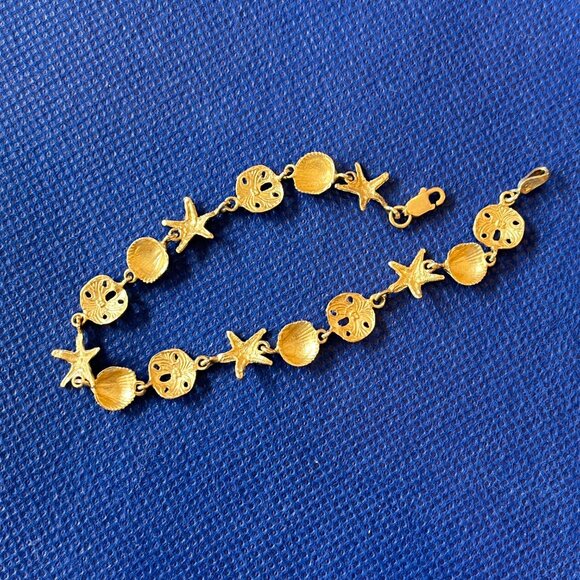 14k GOLD beach themed bracelet - Picture 2 of 7